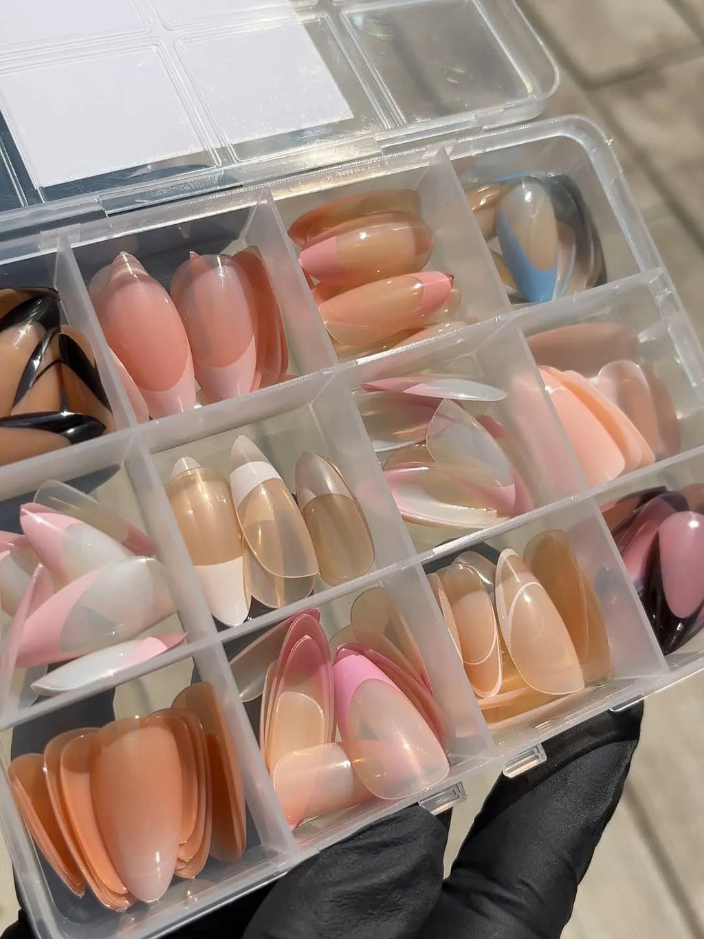 French Tip Nails 144 Pcs Nude Shades – Reusable ABS Press On Nails for Professional Manicure
