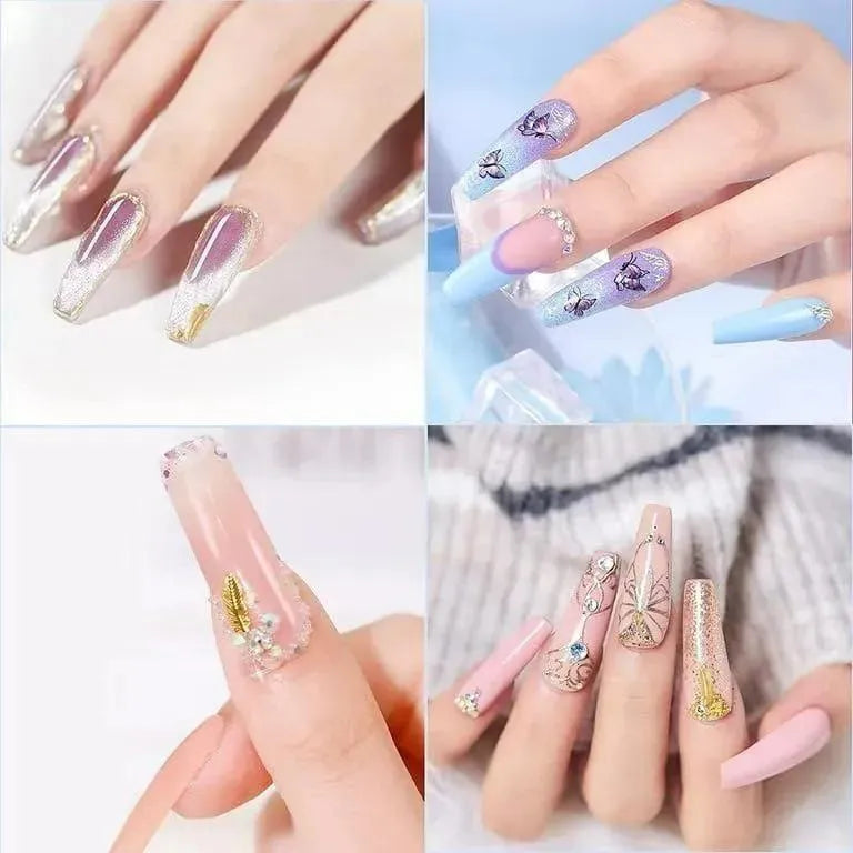 Double Size Glitter Diamond Press On Nails – Luxury Bridal & Party Wear Fake Nails