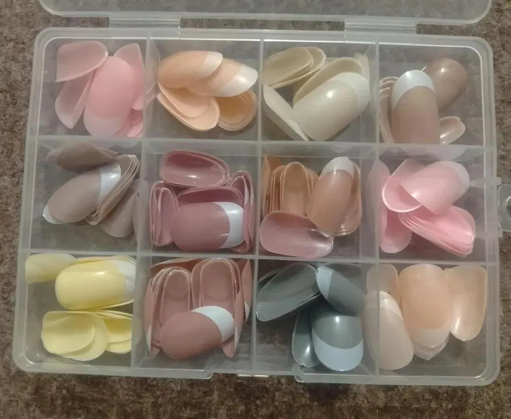 144 Pcs French Tip Nails Nude Shades – Reusable ABS Press On Nails for Professional Manicure