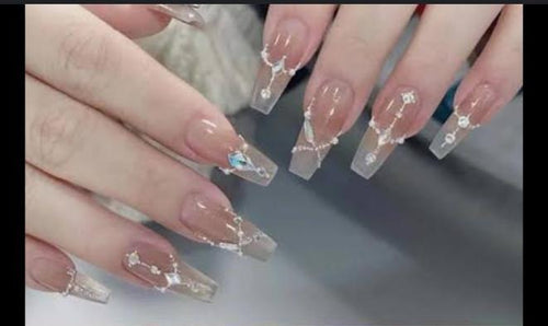 Crystal Decor Stick On Acrylic Nails – Reusable Multicolor Press On Nails for Daily Wear