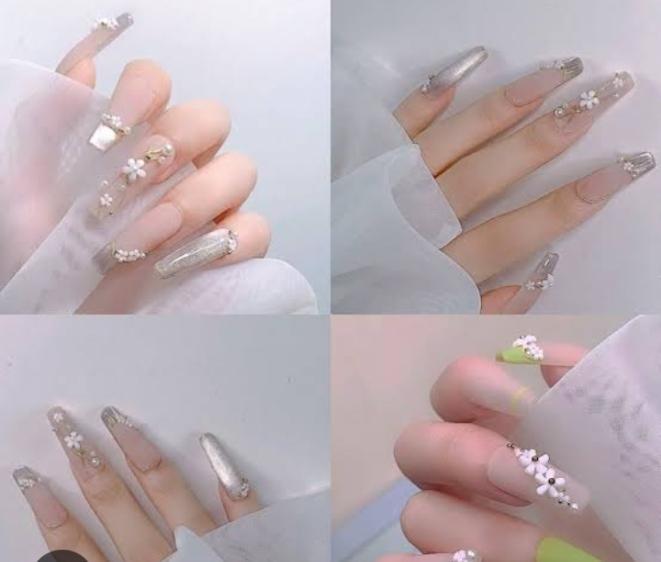 Crystal Decor Stick On Acrylic Nails – Reusable Multicolor Press On Nails for Daily Wear