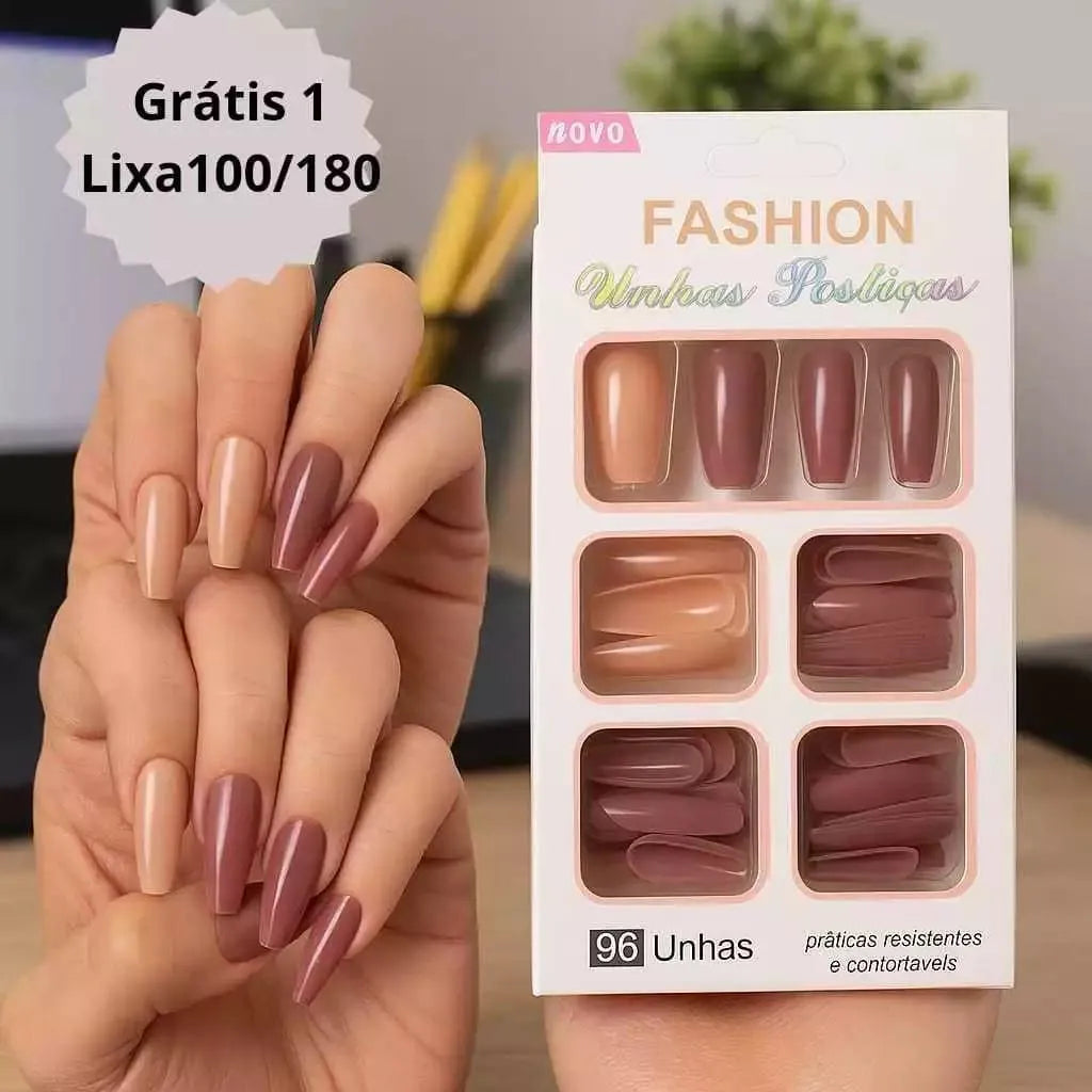 Fashion Fake Nails Lixa100180 – Nude Tone Reusable Acrylic Press On Nails