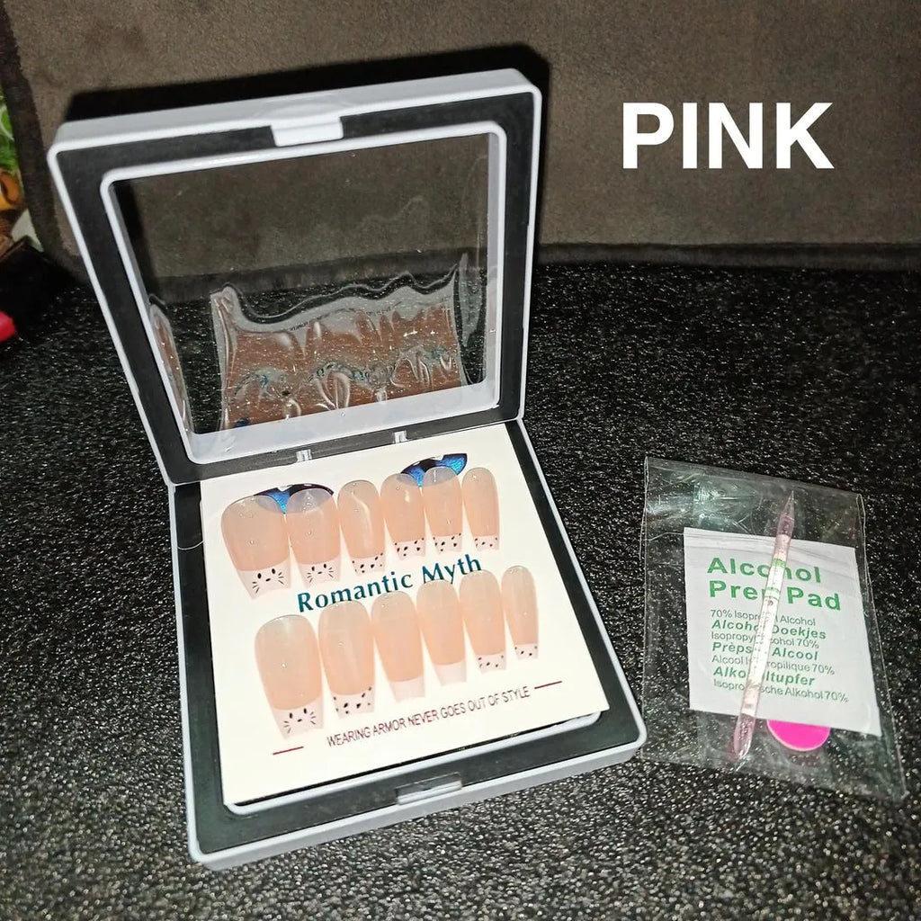 Romantic M Fake Nails for Women 100 Pcs – Natural Look Reusable Press On Nails
