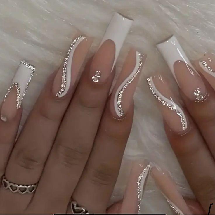 Crystal Decor Stick On Acrylic Nails – Reusable Multicolor Press On Nails for Daily Wear