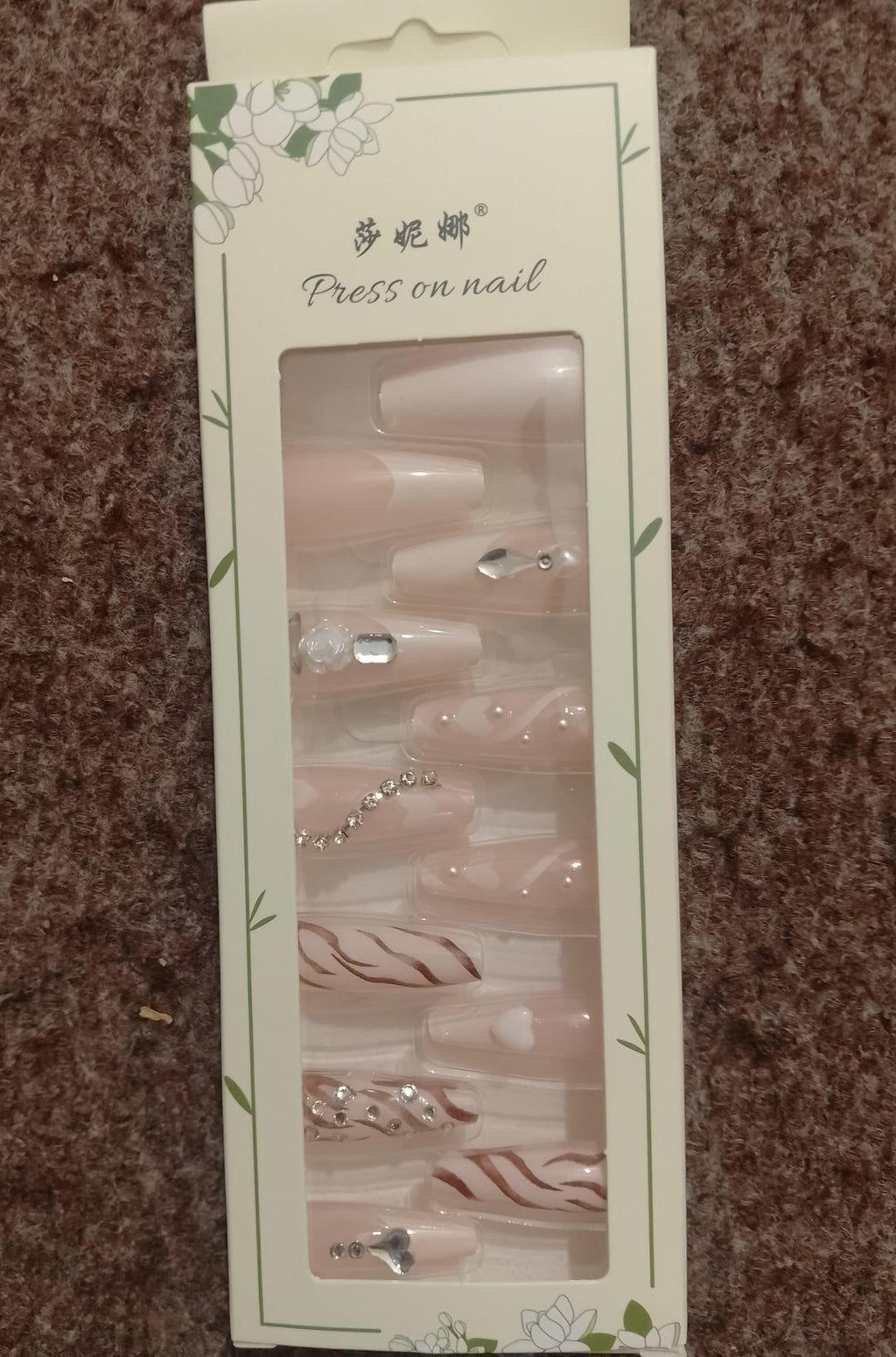 Crystal Decor Stick On Acrylic Nails – Reusable Multicolor Press On Nails for Daily Wear