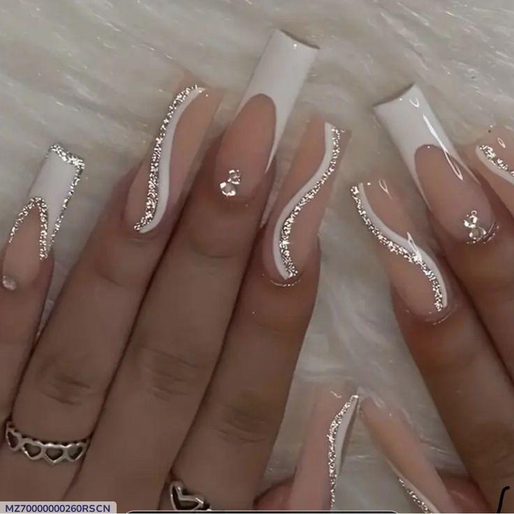 Crystal Decor Stick On Acrylic Nails – Reusable Multicolor Press On Nails for Daily Wear