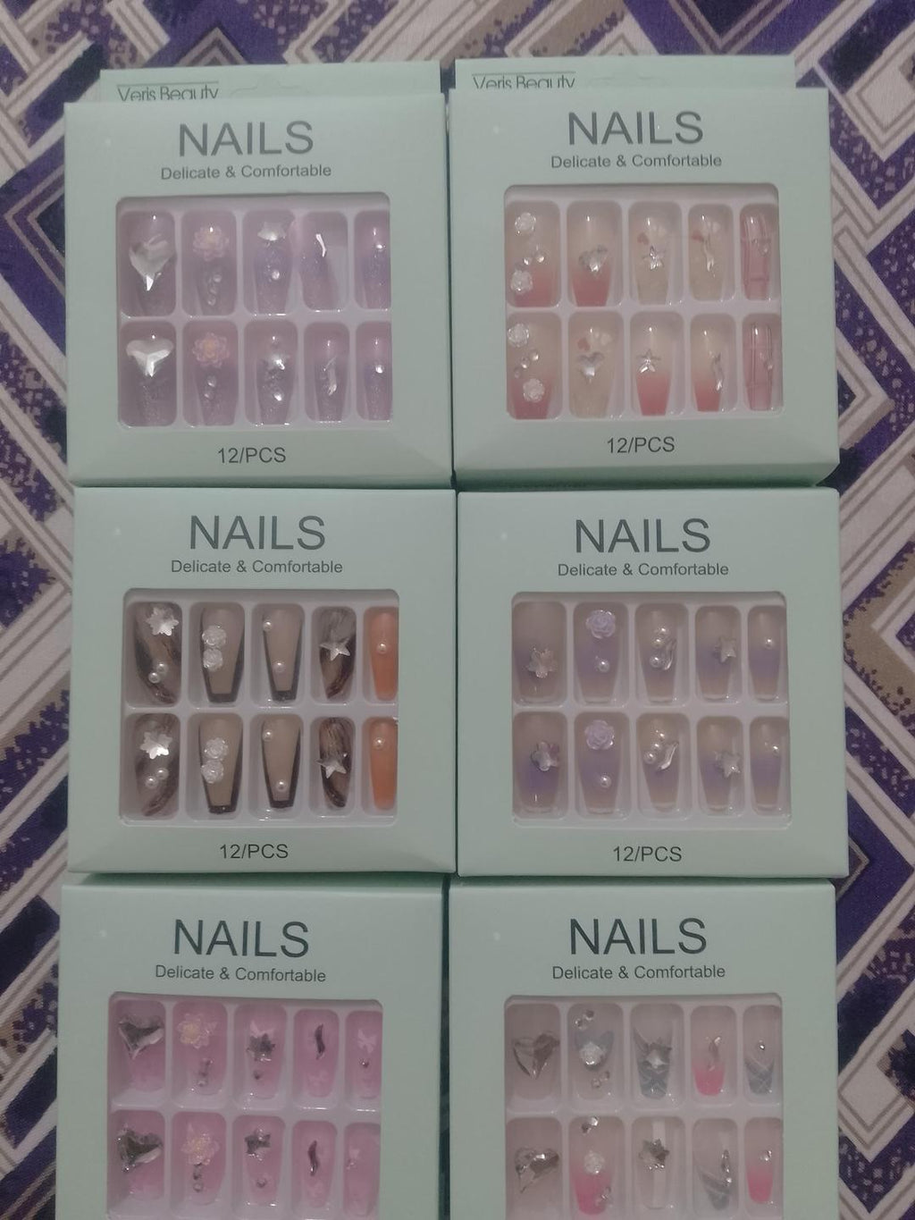 Multicolor Stick On Nails 12 Pcs – ABS Smooth Coverage Reusable Artificial Nails for Daily Wear