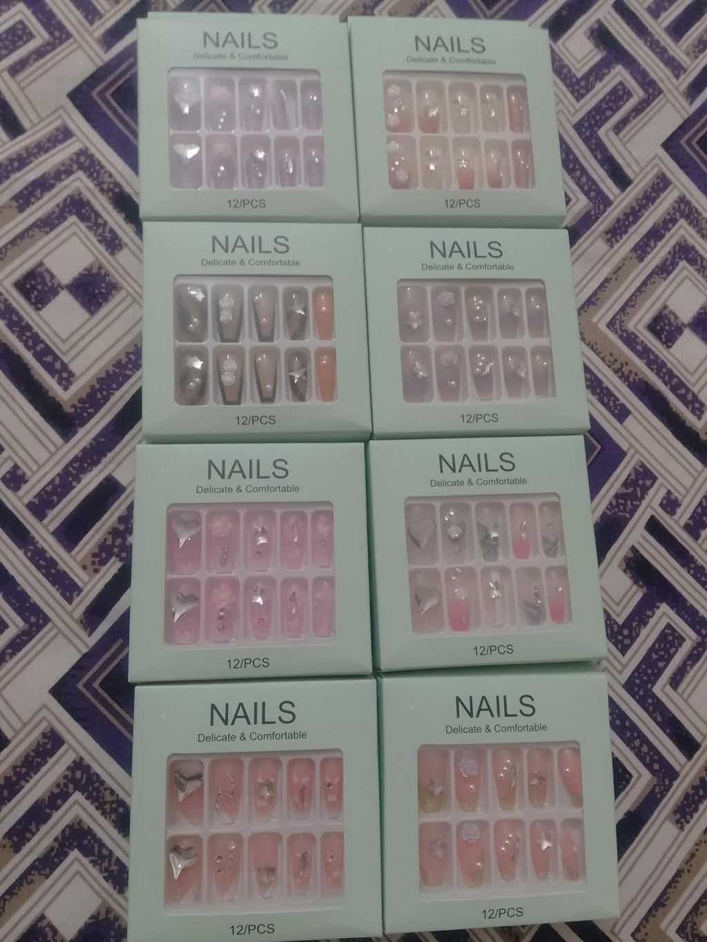 Multicolor Stick On Nails 12 Pcs – ABS Smooth Coverage Reusable Artificial Nails for Daily Wear