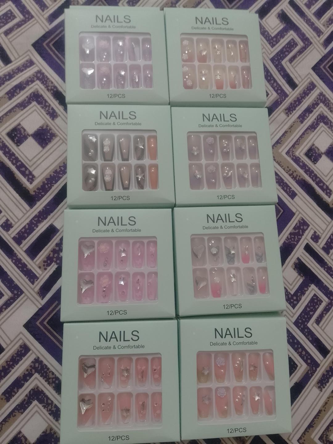 Multicolor Stick On Nails 12 Pcs – ABS Smooth Coverage Reusable Artificial Nails for Daily Wear