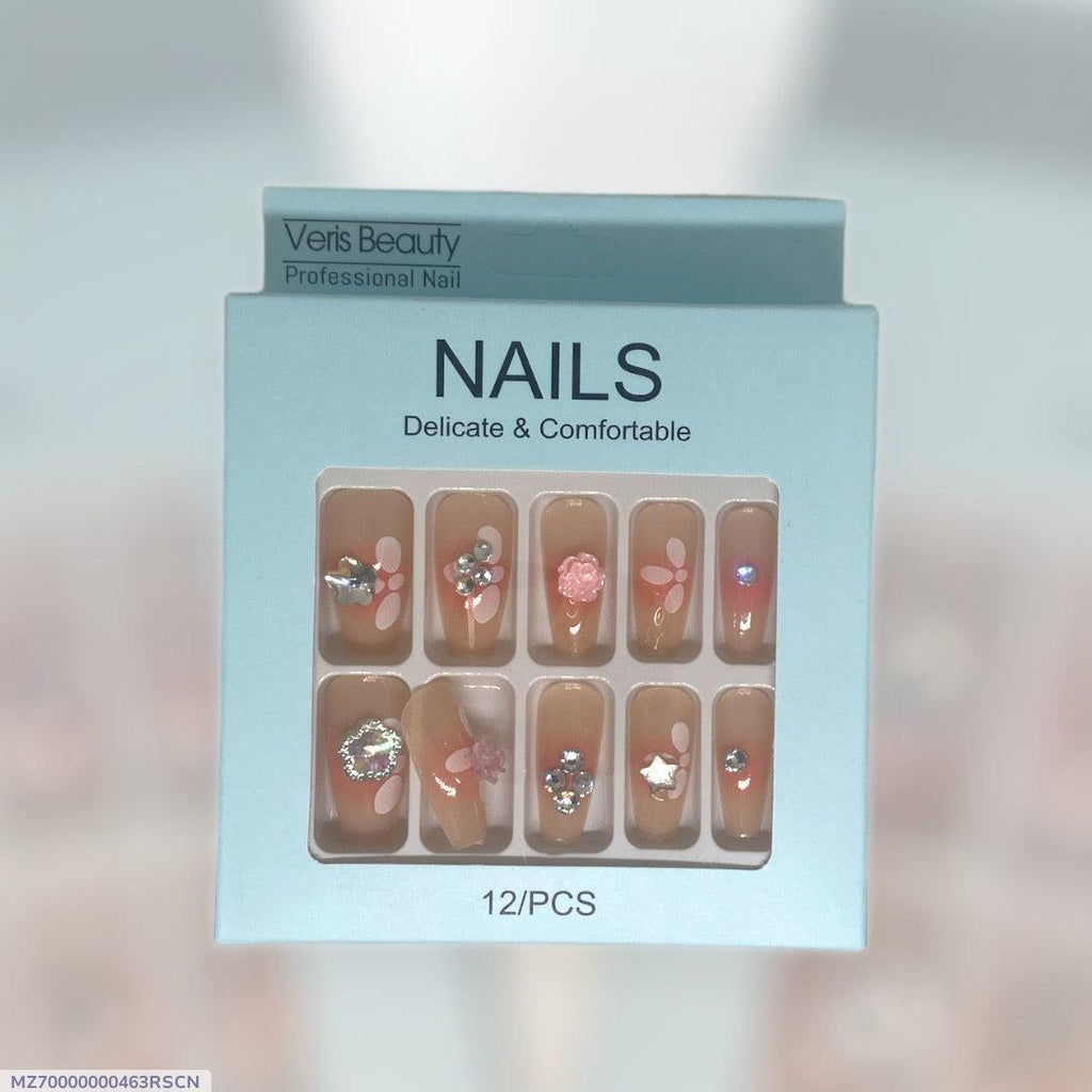 Multicolor Stick On Nails 12 Pcs – ABS Smooth Coverage Reusable Artificial Nails for Daily Wear