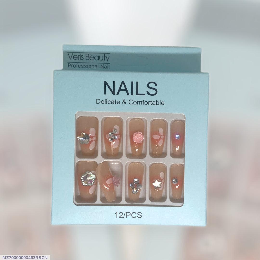 Multicolor Stick On Nails 12 Pcs – ABS Smooth Coverage Reusable Artificial Nails for Daily Wear