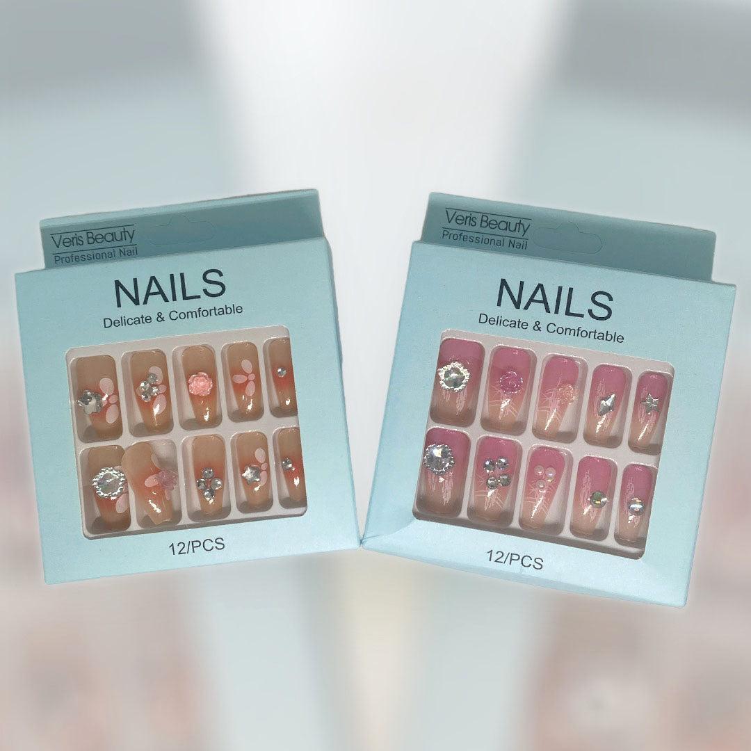 Multicolor Stick On Nails 12 Pcs – ABS Smooth Coverage Reusable Artificial Nails for Daily Wear