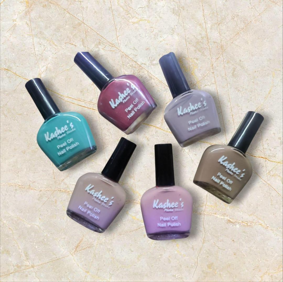 Peel Off Nail Polish Set 6 Pcs – Long Lasting Matte Grey & Multicolor Nail Paint Kit
